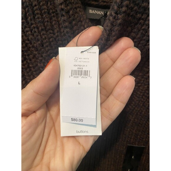 Banana Republic Men’s Marled Shawl Collar Sweater Size L Roasted Cocao NWT - Picture 7 of 9